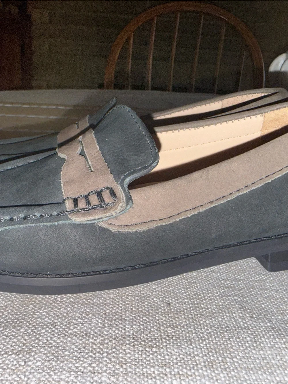 Marc Joseph Black and Brown Suede Penny Loafers for Kids